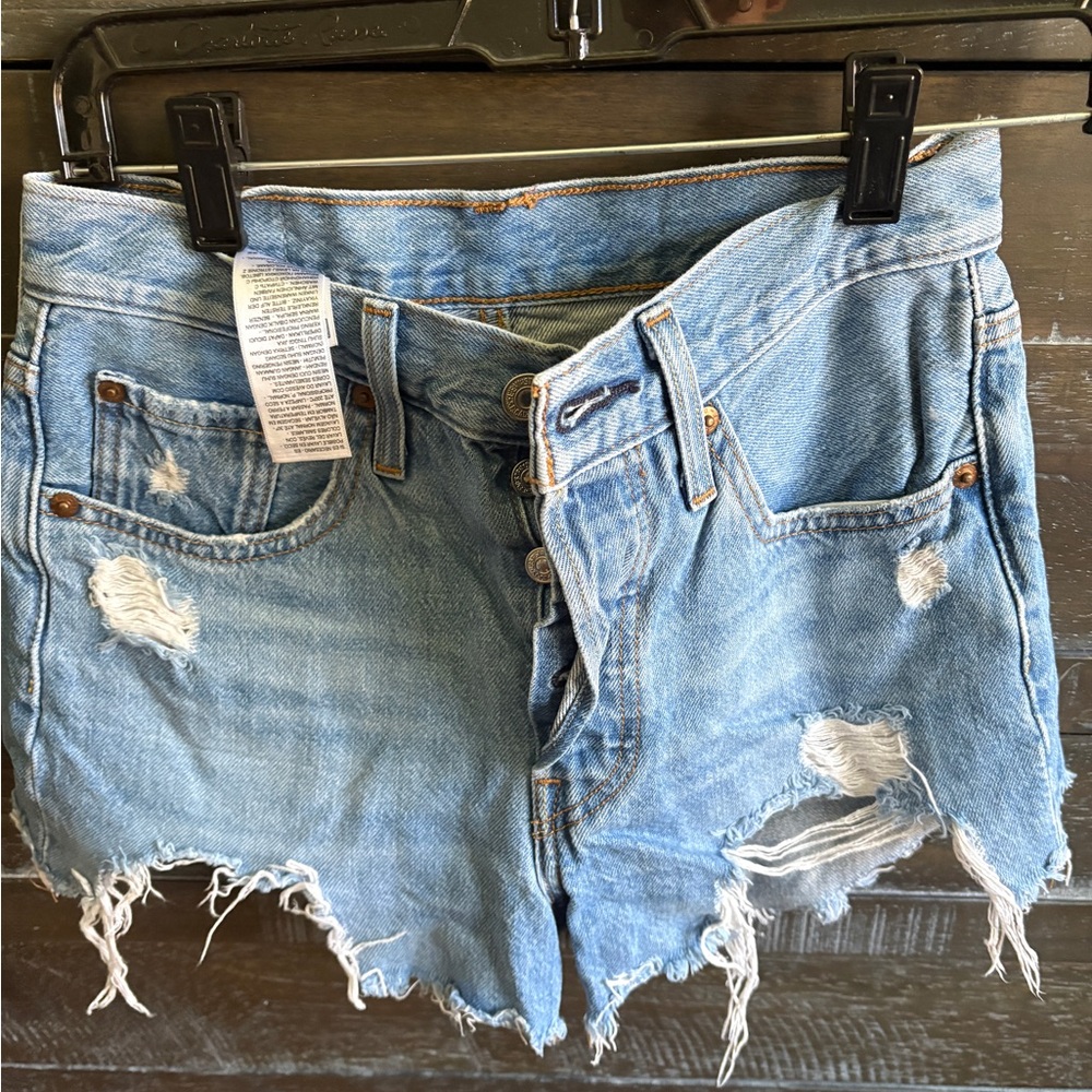 Levi's 501 Distressed Denim Blue Shorts (Sz 24)